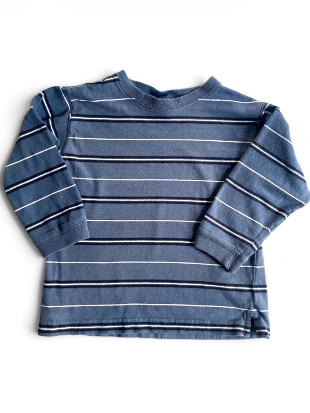VINTAGE Y2K Green Dog Tee Long Sleeve Shirt Blue Stripe Cotton Streetwear Crew